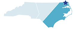 North Carolina map showing locaion of Dismal Swamp